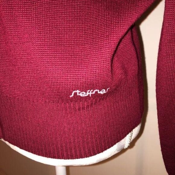 Steffner Sweater Womens Pure Wool Made In Austria Full Zipper Red Maroon - Picture 3 of 13